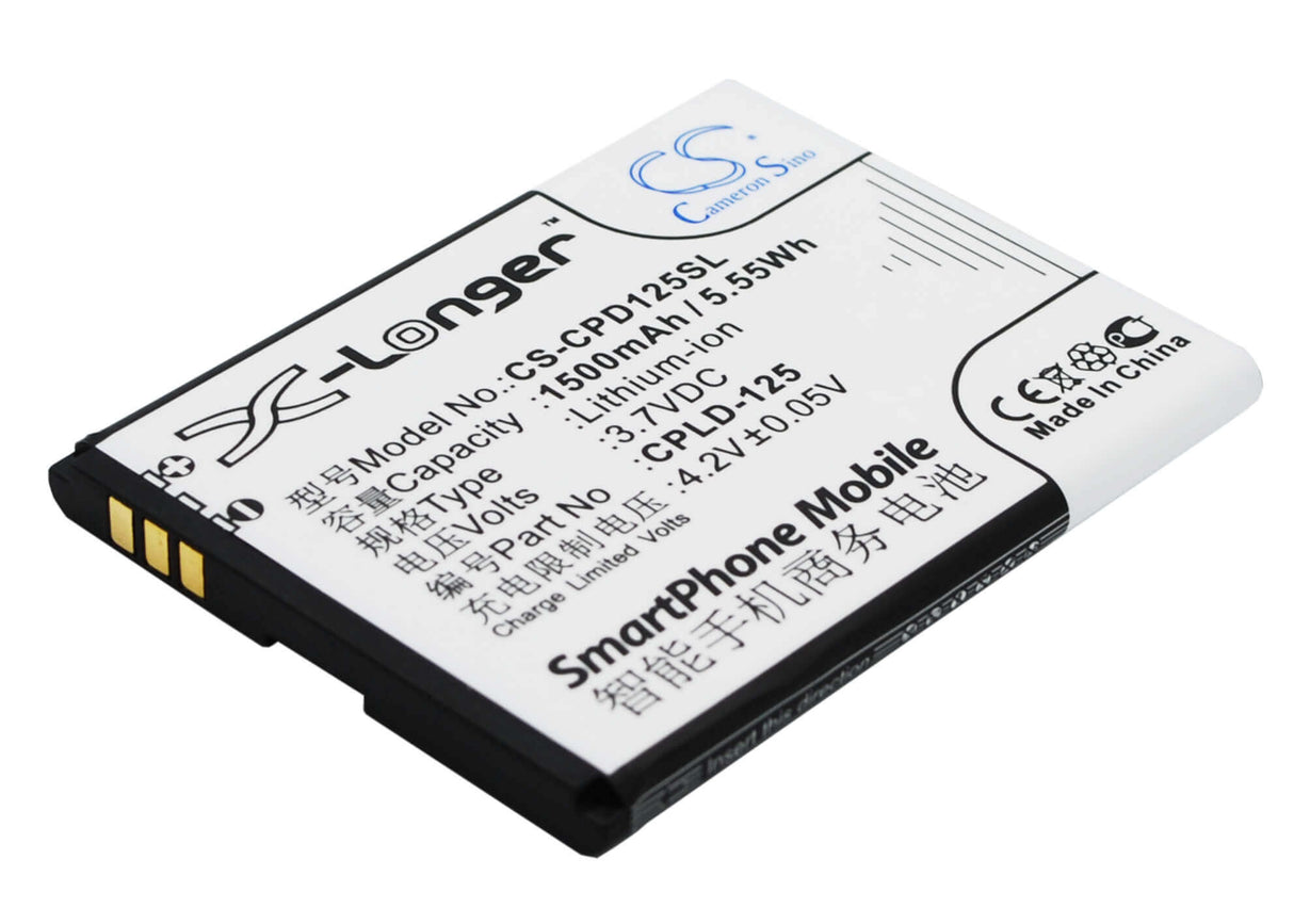 3.7V, Li-ion, 1500mAh, SmartPhone battery fits Coolpad, Cpld-125, 8017-t00, 5.55Wh Mobile, SmartPhone Cameron Sino Technology Limited (Smartphone)