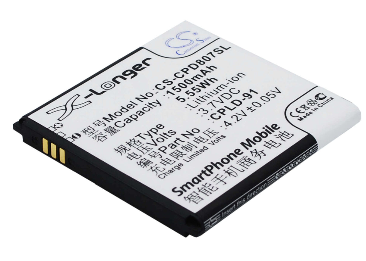 3.7V, Li-ion, 1500mAh, SmartPhone battery fits Coolpad, Cpld-91, 8028, 8070, 5.55Wh Mobile, SmartPhone Cameron Sino Technology Limited (Smartphone)
