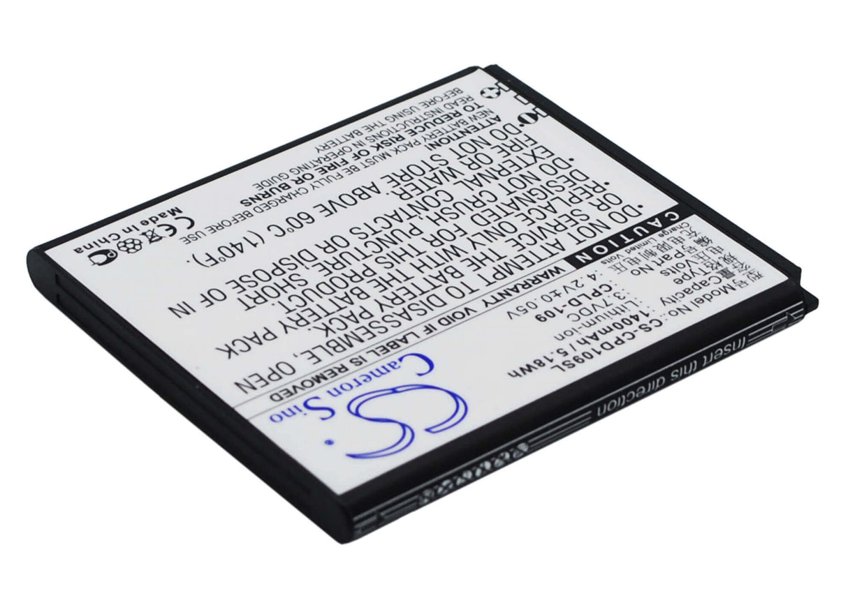 3.7V, Li-ion, 1400mAh, SmartPhone battery fits Coolpad, Cpld-109, 8070d, 5.18Wh Mobile, SmartPhone Cameron Sino Technology Limited (Smartphone)