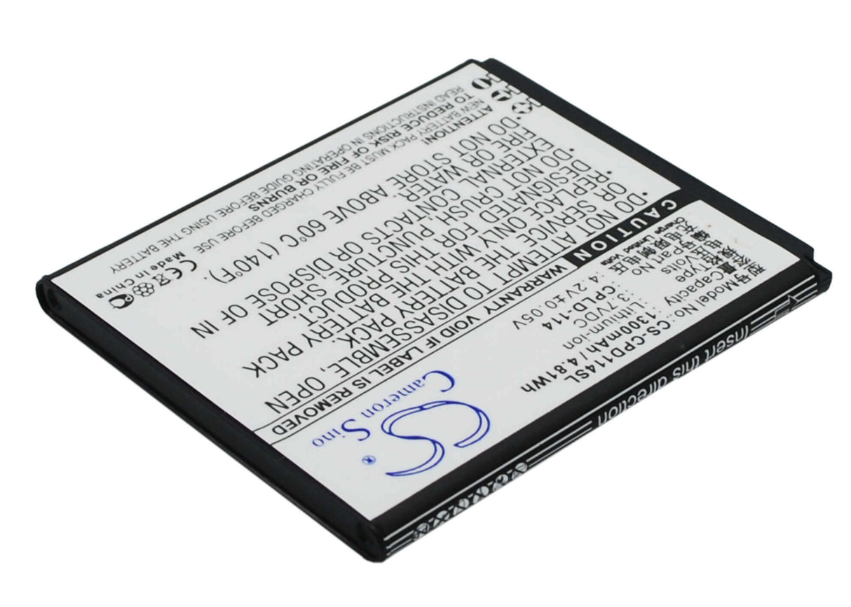 3.7V, Li-ion, 1300mAh, SmartPhone battery fits Coolpad, Cpld-114, 8079, 4.81Wh Mobile, SmartPhone Cameron Sino Technology Limited (Suspended)