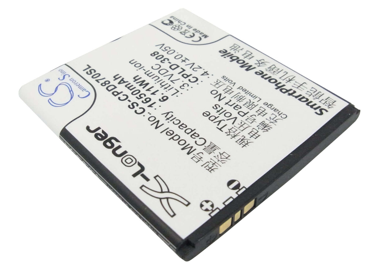 3.7V, Li-ion, 1650mAh, SmartPhone battery fits Coolpad, Cpld-308, 8085, 8085q, 6.11Wh Mobile, SmartPhone Cameron Sino Technology Limited (Suspended)