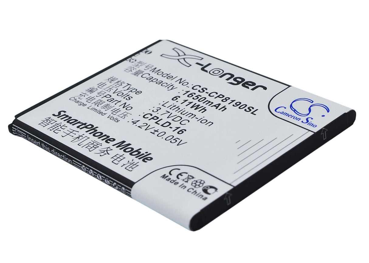 3.7V, Li-ion, 1650mAh, SmartPhone battery fits Coolpad, Cpld-16, 8190, 8190q, 6.11Wh Mobile, SmartPhone Cameron Sino Technology Limited (Suspended)