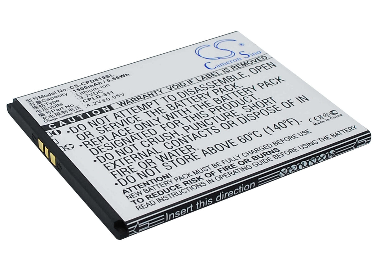 3.7V, Li-ion, 1500mAh, SmartPhone battery fits Coolpad, Cpld-311, 7295c, 8198t, 5.55Wh Mobile, SmartPhone Cameron Sino Technology Limited (Smartphone)