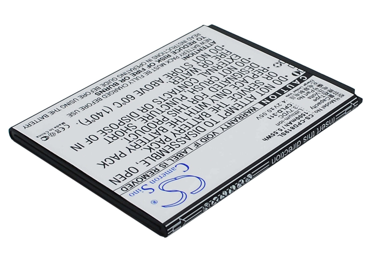 3.7V, Li-ion, 1500mAh, SmartPhone battery fits Coolpad, Cpld-311, 7295c, 8198t, 5.55Wh Mobile, SmartPhone Cameron Sino Technology Limited (Smartphone)