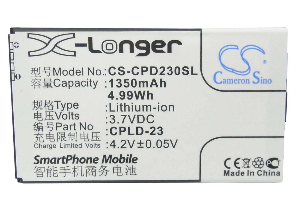 3.7V, Li-ion, 1350mAh, SmartPhone battery fits Coolpad, Cpld-23, 8688, 5Wh Mobile, SmartPhone Cameron Sino Technology Limited (Suspended)
