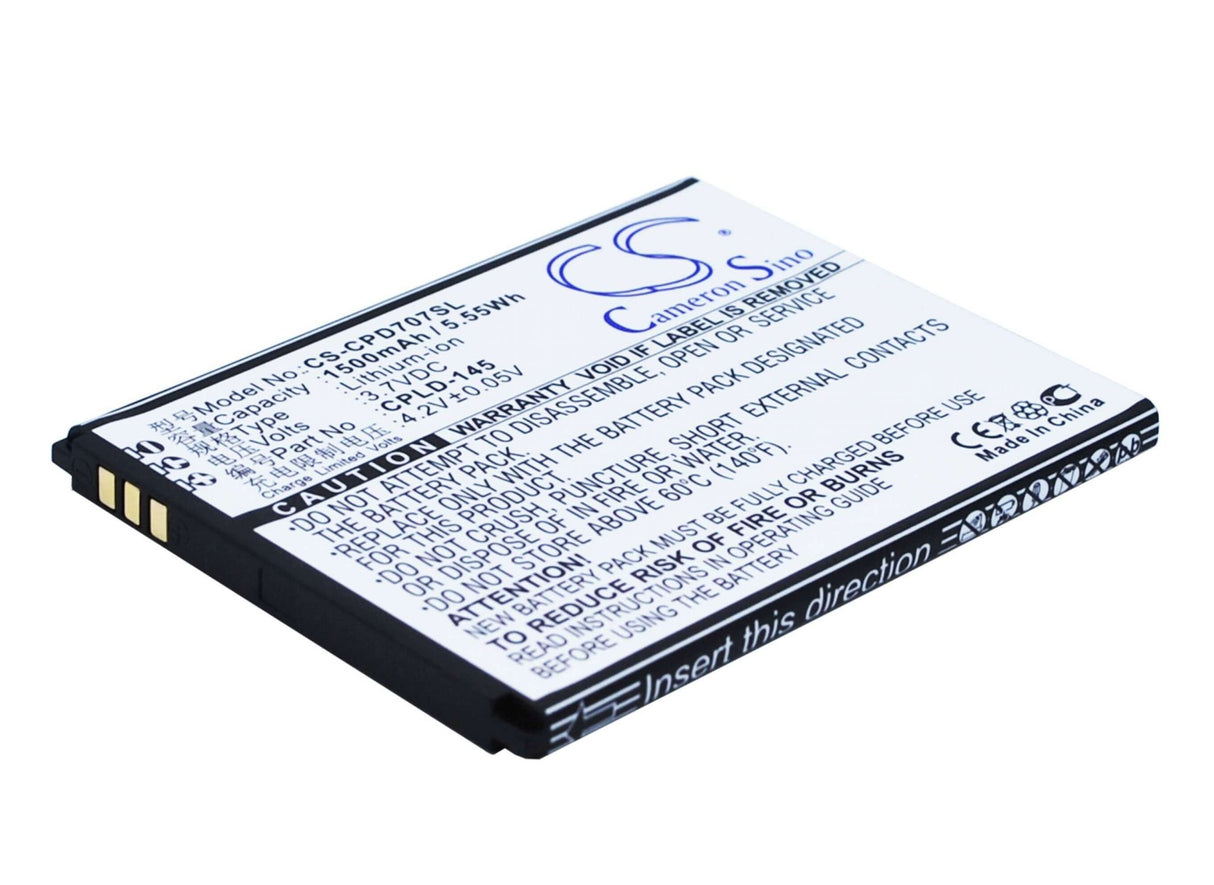 3.7V, Li-ion, 1500mAh, SmartPhone battery fits Coolpad, Cpld-145, 8707, 5.55Wh Mobile, SmartPhone Cameron Sino Technology Limited (Smartphone)