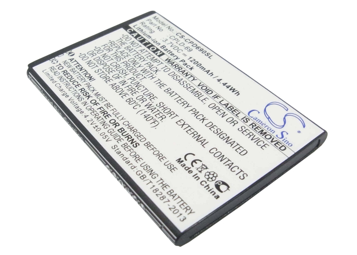 3.7V, Li-ion, 1200mAh, SmartPhone battery fits Coolpad, Cpld-69, 8809, 4.44Wh Mobile, SmartPhone Cameron Sino Technology Limited (Suspended)
