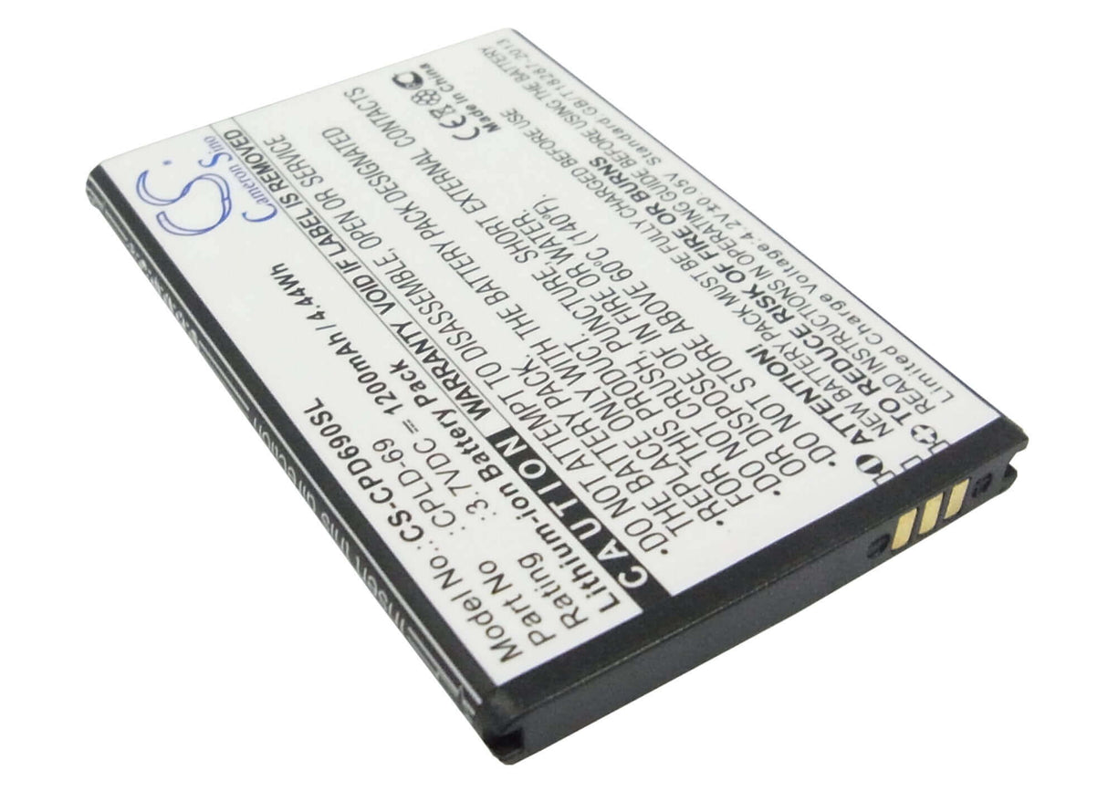 3.7V, Li-ion, 1200mAh, SmartPhone battery fits Coolpad, Cpld-69, 8809, 4.44Wh Mobile, SmartPhone Cameron Sino Technology Limited (Suspended)