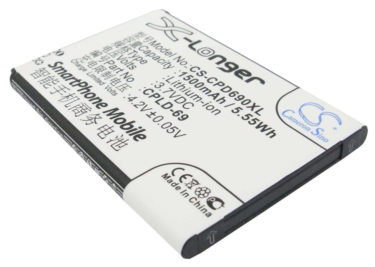 3.7V, Li-ion, 1500mAh, SmartPhone battery fits Coolpad, Cpld-69, 8809, 5.55Wh Mobile, SmartPhone Cameron Sino Technology Limited (Suspended)