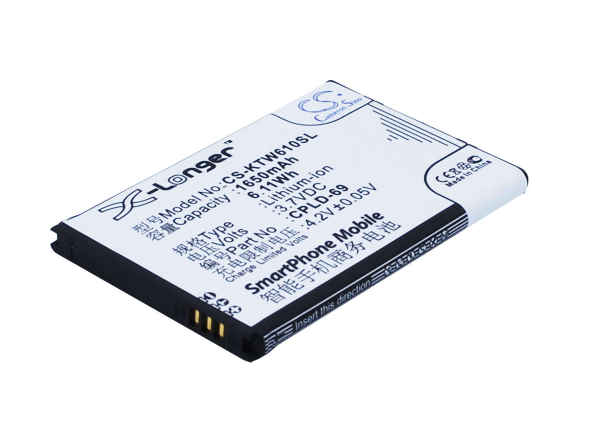 3.7V, Li-ion, 1650mAh, SmartPhone battery fits Coolpad, Cpld-69, 8809, 6.11Wh Mobile, SmartPhone Cameron Sino Technology Limited (Suspended)