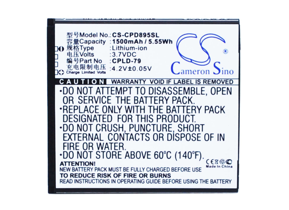 3.7V, Li-ion, 1500mAh, SmartPhone battery fits Coolpad, Cpld-79, 8950, 5.55Wh Mobile, SmartPhone Cameron Sino Technology Limited (Suspended)