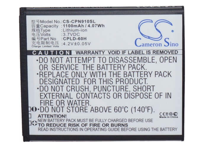 3.7V, Li-ion, 1100mAh, SmartPhone battery fits Coolpad, Cpld-60h, 8150, 9100, 4.07Wh Mobile, SmartPhone Cameron Sino Technology Limited (Smartphone)