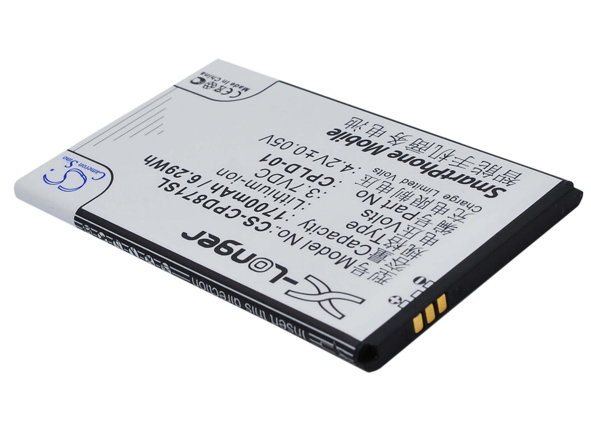 3.7V, Li-ion, 1700mAh, SmartPhone battery fits Coolpad, Cpld-01, 8710, 9120, 6.29Wh Mobile, SmartPhone Cameron Sino Technology Limited (Suspended)