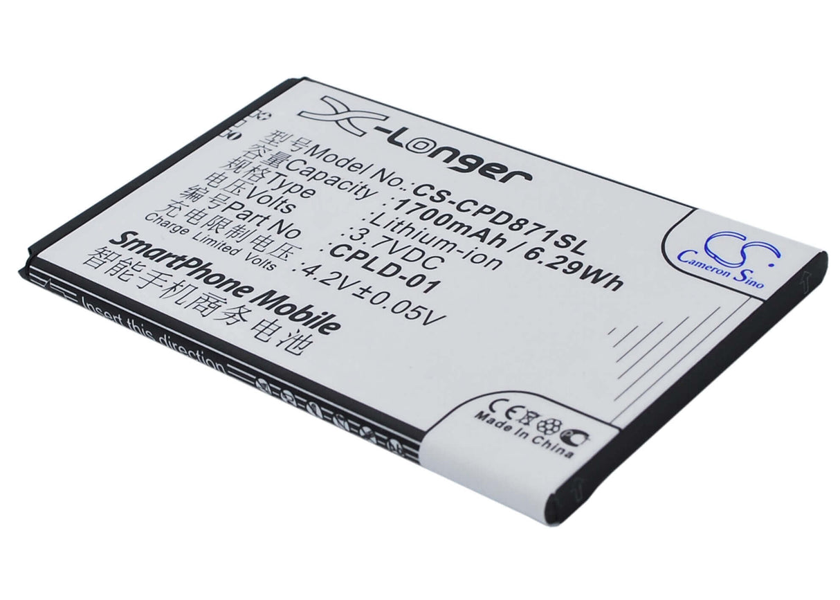 3.7V, Li-ion, 1700mAh, SmartPhone battery fits Coolpad, Cpld-01, 8710, 9120, 6.29Wh Mobile, SmartPhone Cameron Sino Technology Limited (Suspended)
