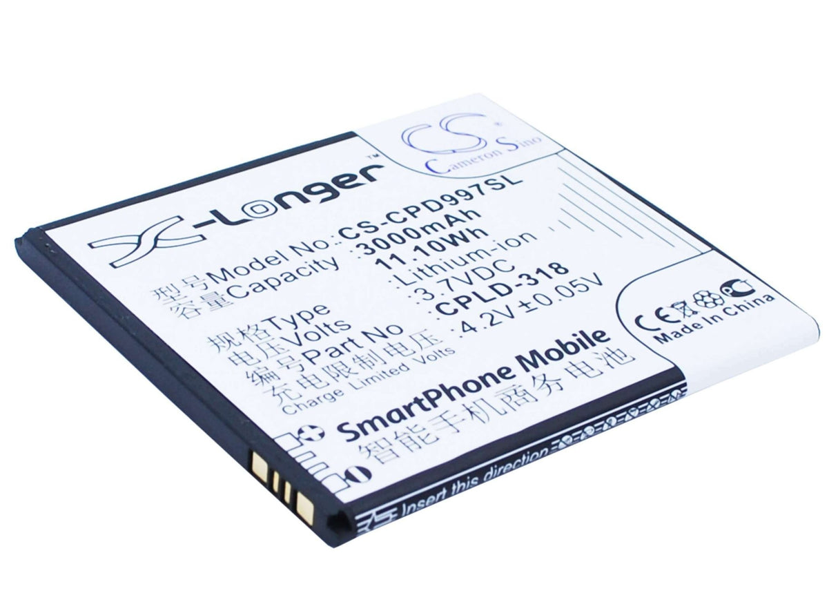 3.7V, Li-ion, 3000mAh, SmartPhone battery fits Coolpad, Cpld-318, 8970l, 9080w, 11.1Wh Mobile, SmartPhone Cameron Sino Technology Limited (Suspended)