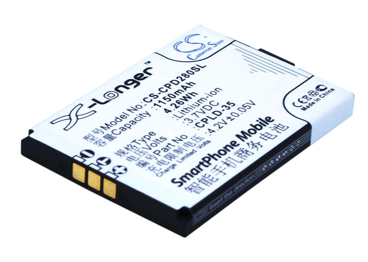 3.7V, Li-ion, 1150mAh, SmartPhone battery fits Coolpad, Cpld-35, D280, D520, 4.26Wh Mobile, SmartPhone Cameron Sino Technology Limited (Smartphone)