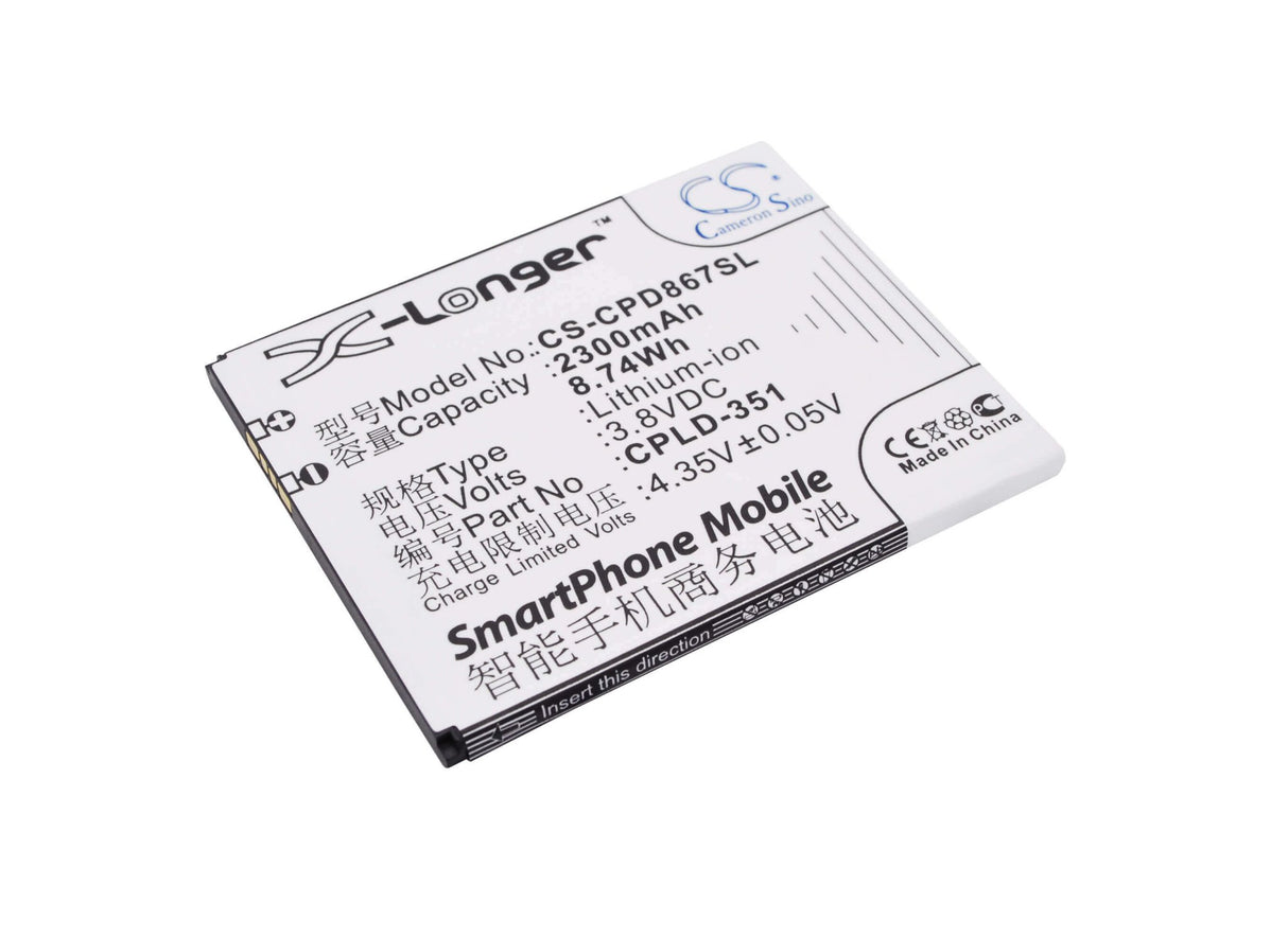 3.8V, Li-ion, 2300mAh, SmartPhone battery fits Coolpad, Cpld-351, 8675, 8675 Hd 4g, 8.74Wh Mobile, SmartPhone Cameron Sino Technology Limited (Suspended)