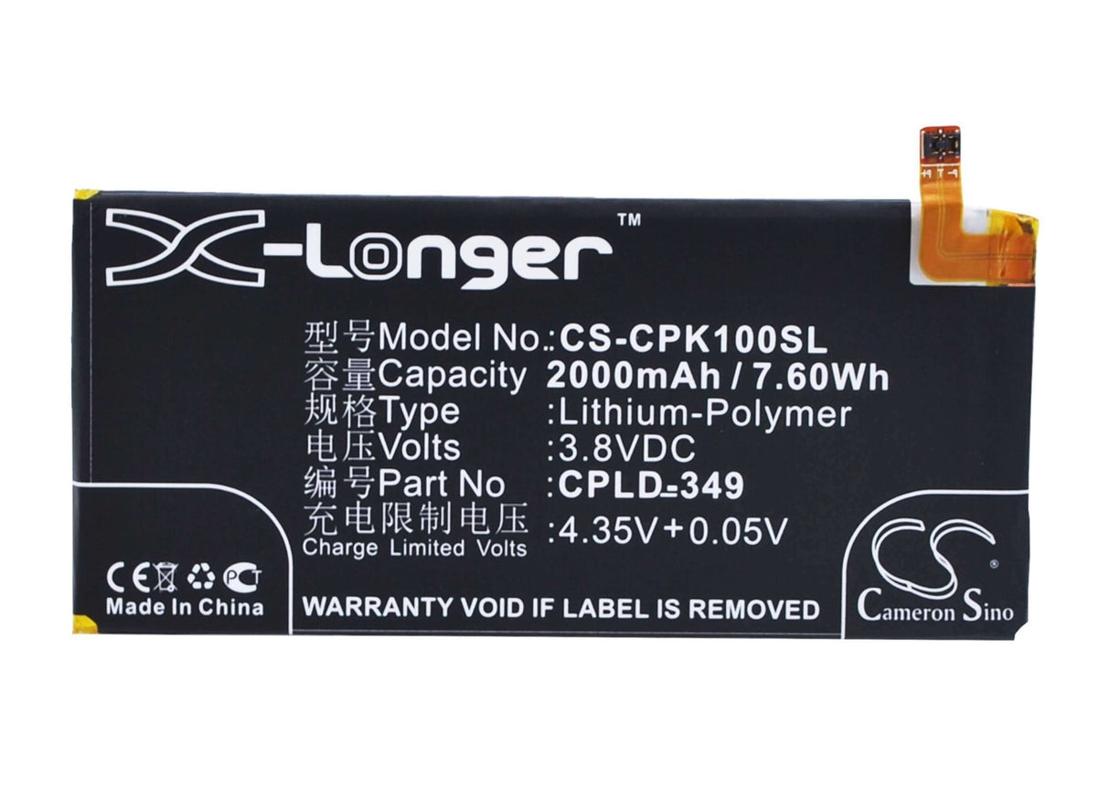 3.8V, Li-Polymer, 2000mAh, SmartPhone battery fits Coolpad, Cpld-349, Ivvi K1, Ivvi K1-nt, 7.6Wh Mobile, SmartPhone Cameron Sino Technology Limited (Suspended)