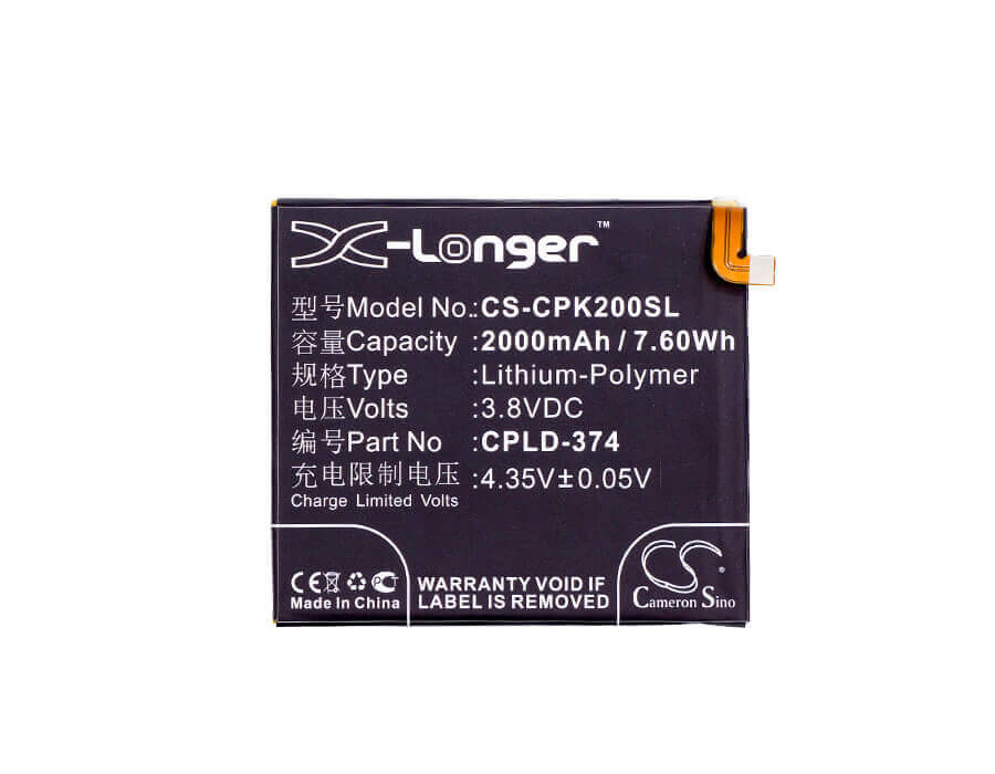 3.8V, Li-Polymer, 2000mAh, SmartPhone battery fits Coolpad, Cpld-374, Ivvi K2, Ivvi K2-01, 7.6Wh Mobile, SmartPhone Cameron Sino Technology Limited (Suspended)