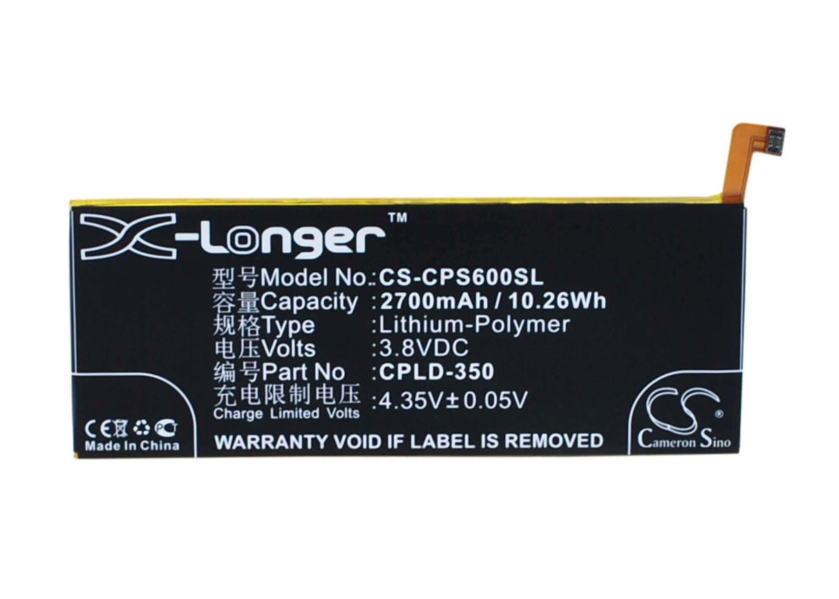 3,8V, Li-Polymer, 2700mAh, batterie de smartphone compatible avec Coolpad, Cpld-350, Ivvi S6, Ivvi S6-nt, 10,26Wh Mobile, Smartphone Cameron Sino Technology Limited (Smartphone)