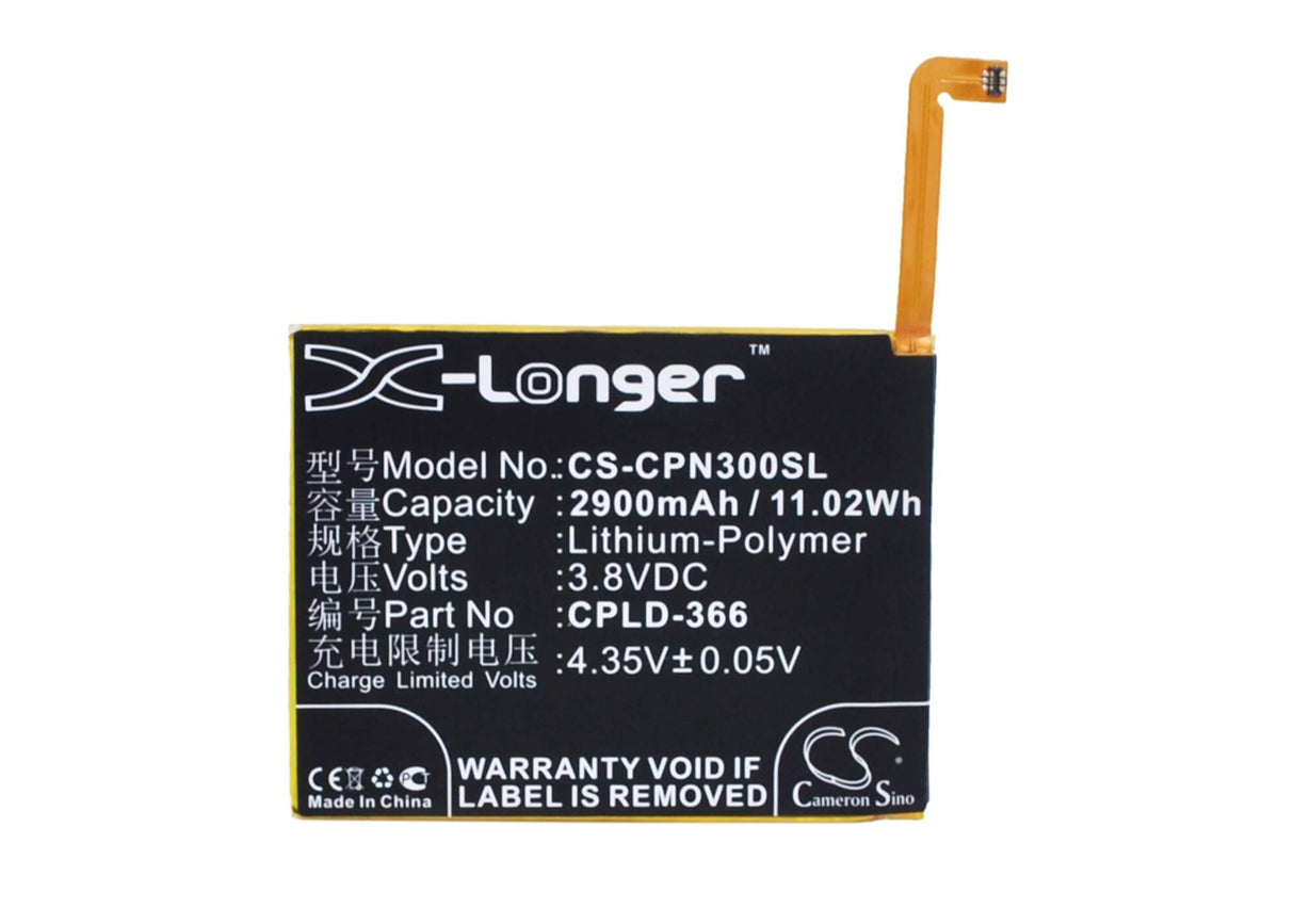 3.8V, Li-Polymer, 2900mAh, SmartPhone battery fits Coolpad, Cpld-366, 8676, 8676-a01, 11.02Wh Mobile, SmartPhone Cameron Sino Technology Limited (Suspended)