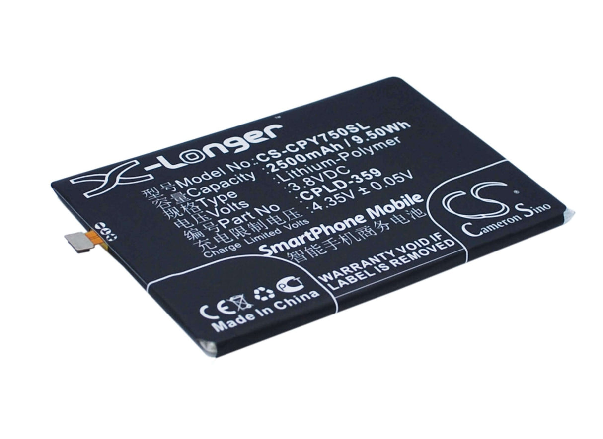 3,8V, Li-Polymer, 2500mAh, batterie de smartphone compatible avec Coolpad, Cpld-359, T2-c01, Y75, 9,5Wh Mobile, Smartphone Cameron Sino Technology Limited (Smartphone)