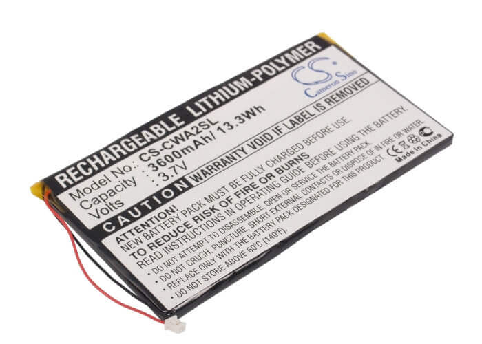 3.7V, Li-Polymer, 3600mAh, Media Player battery fits Cowon, Pmp A2 20gb, Pmp A2 30gb, 13.32Wh Media Player Cameron Sino Technology Limited