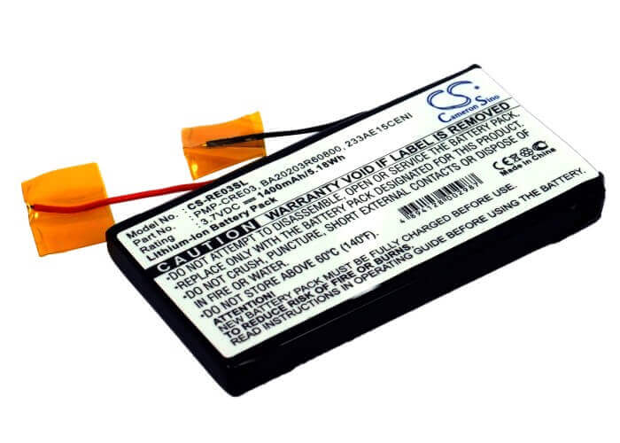 3.7V, Li-ion, 1400mAh, Media Player battery fits Creative, 233ae15ceni, Dap-hdd004, Labs Nomad Jukebox Zen, 5.18Wh Media Player Cameron Sino Technology Limited (Suspended)