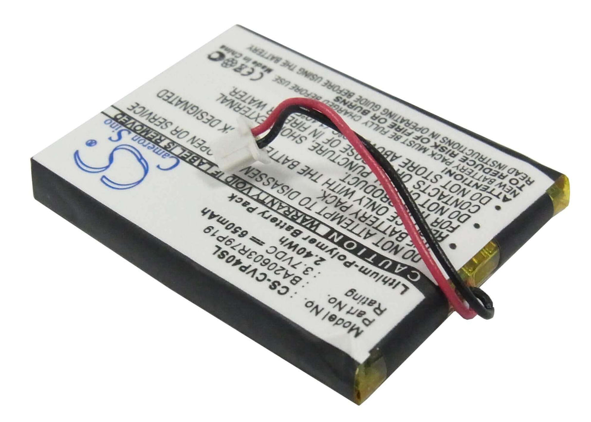 3.7V, Li-Polymer, 650mAh, Media Player battery fits Creative, Ba20603r79919, Dap-fl0040, V, 2.41Wh Media Player Cameron Sino Technology Limited