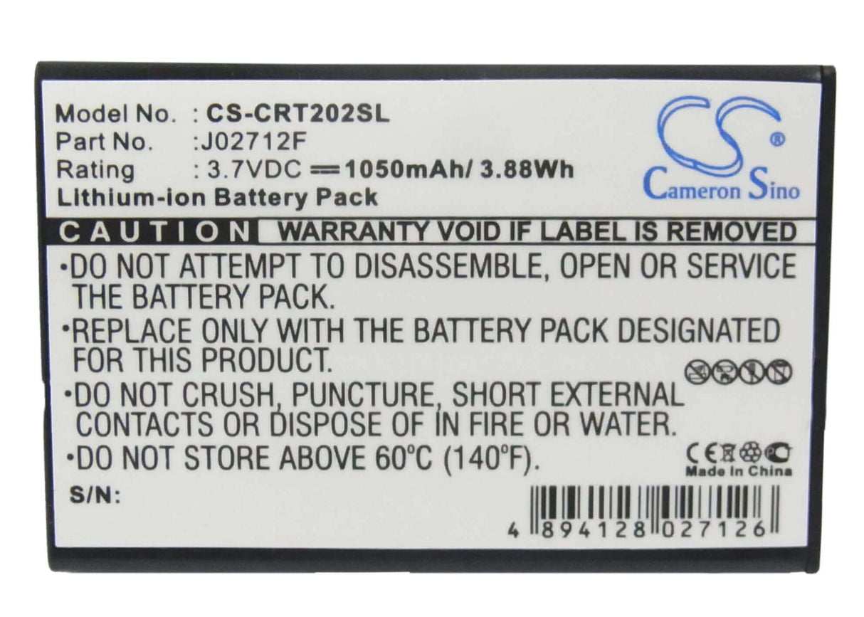 3.7V, Li-ion, 1050mAh, Media Player battery fits Creative, Vado Hd, 3.89Wh Media Player Cameron Sino Technology Limited