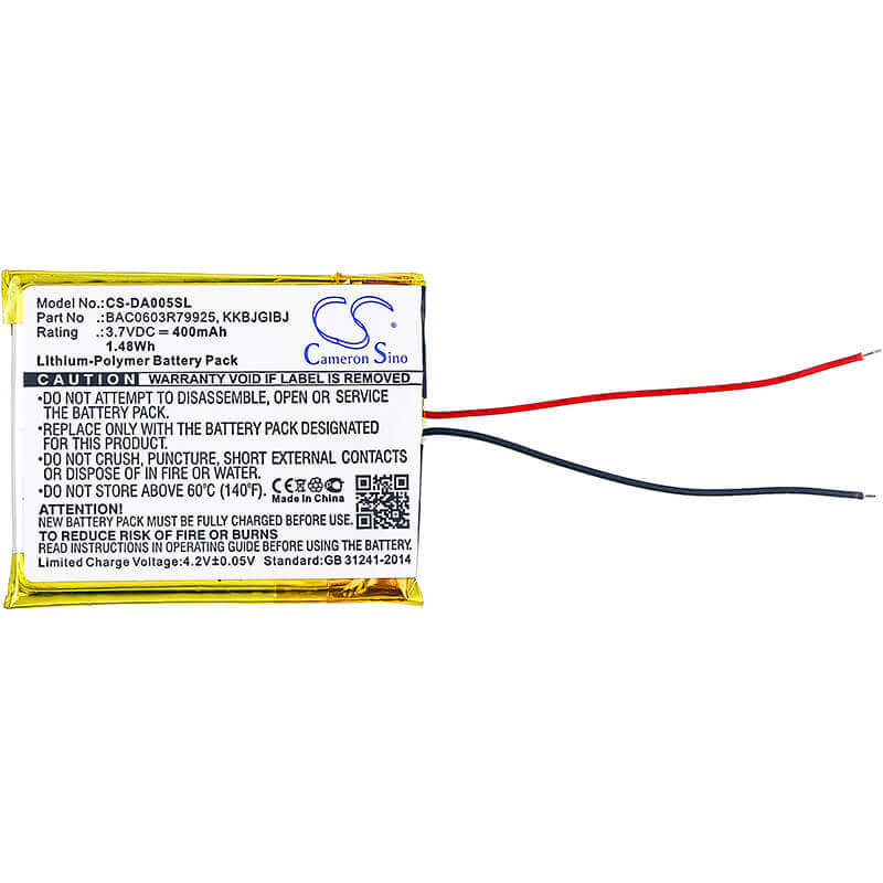 Battery For Creative Zen 4gb, Zen Zn-z4g-bk, Zen Zn-z8g-bk 3.7v, 600mah - 2.22wh Batteries for Electronics Cameron Sino Technology Limited (Suspended)