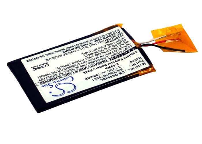3.7V, Li-Polymer, 700mAh, Media Player battery fits Creative, Bac0603r79921, Zen Wav, 2.59Wh Media Player Cameron Sino Technology Limited