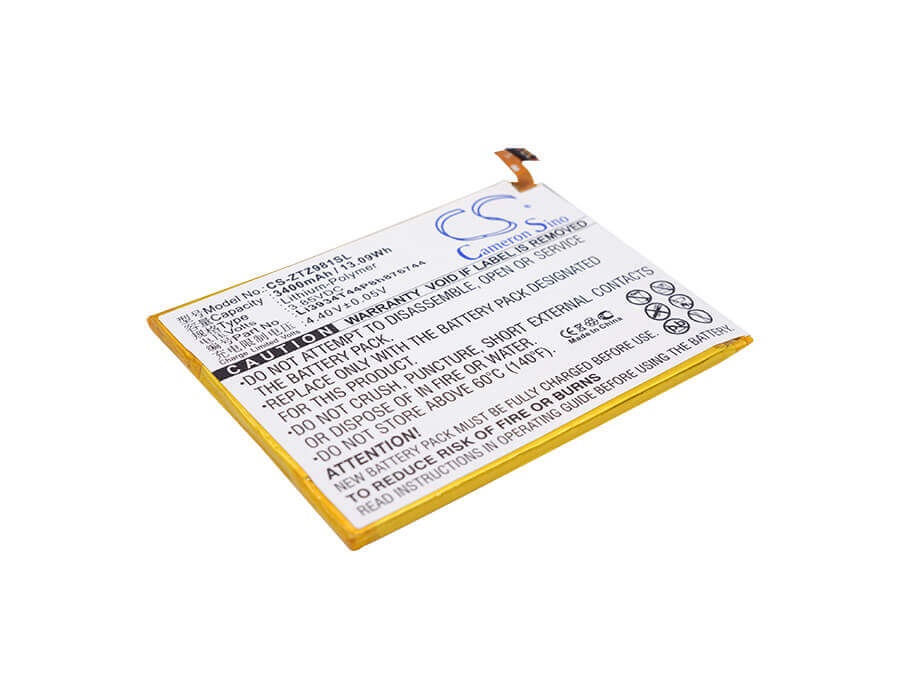3.85V, Li-Polymer, 3400mAh, SmartPhone battery fits Metropcs, Cricket, Zte, Li3934t44p8h876744, Grand X Max 2, 13.09Wh Mobile, SmartPhone Cameron Sino Technology Limited (Smartphone)