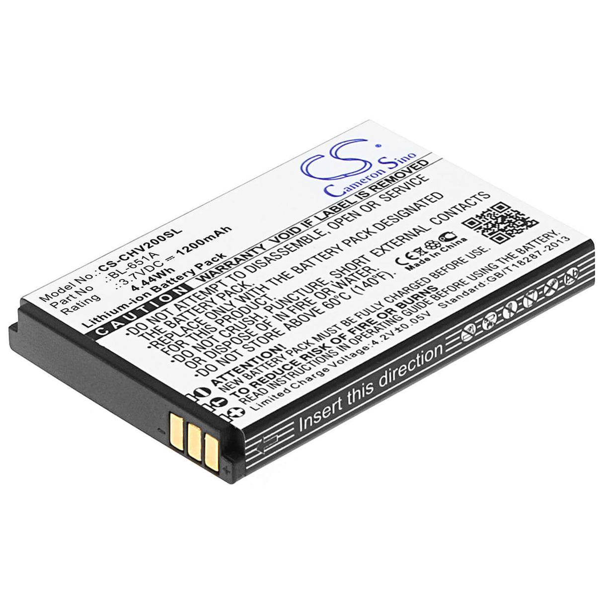 3.7V, Li-ion, 1200mAh, batterie SmartPhone compatible avec Crosscall, Bl-651a, Shark-v2, 4.44Wh Mobile, SmartPhone Cameron Sino Technology Limited (Smartphone)