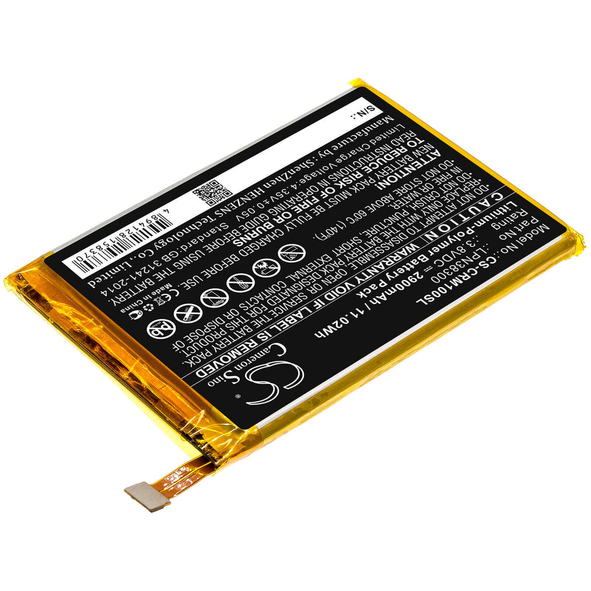 3.8V, Li-Polymer, 2900mAh, SmartPhone battery fits Crosscall, Lpn38300, Trekker M1, 11.02Wh Mobile, SmartPhone Cameron Sino Technology Limited (Smartphone)