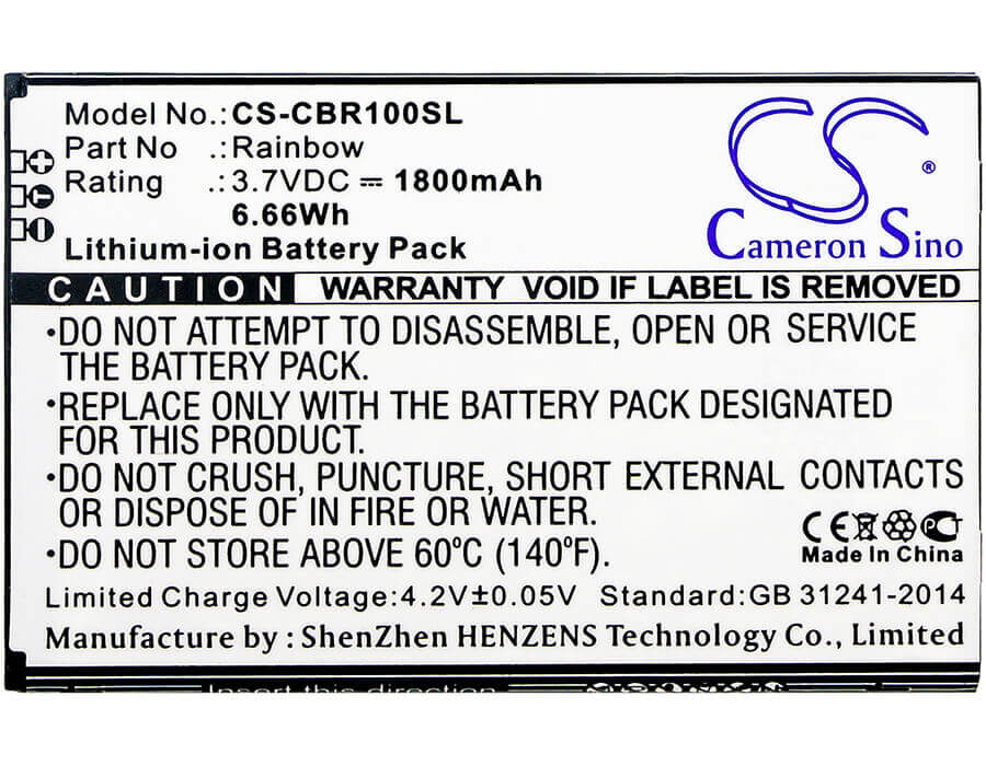 Battery For Cubot, Rainbow 3.8v, 2000mah - 7.60wh Batteries for Electronics Cameron Sino Technology Limited (Suspended)