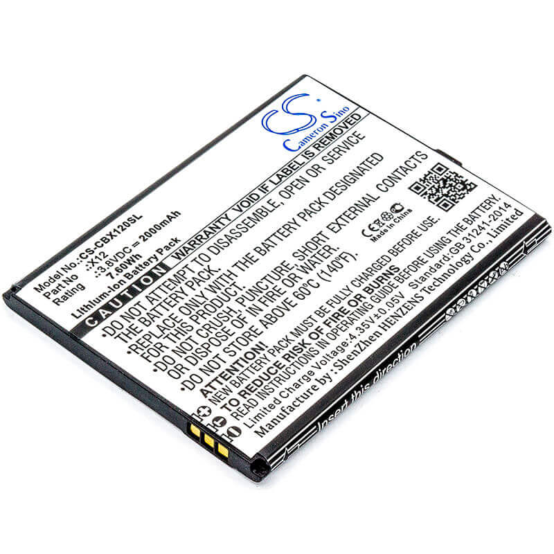 Battery For Cubot, X12 3.8v, 2000mah - 7.60wh Batteries for Electronics Cameron Sino Technology Limited (Suspended)