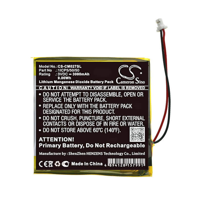 3V, Li-MnO2, 3000mAh, Pack de batteries convient au pack de batteries personnalisé, 1icp5/50/50, 9Wh Pack de batteries Cameron Sino Technology Limited