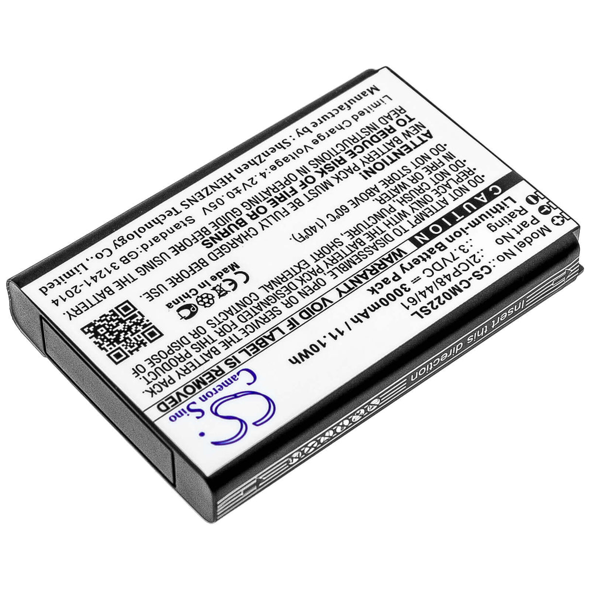 3.7V, Li-ion, 3000mAh, Pack de batteries qui convient au pack de batteries sur mesure, 2icp48/44/61, 11.1Wh Pack de batteries Cameron Sino Technology Limited
