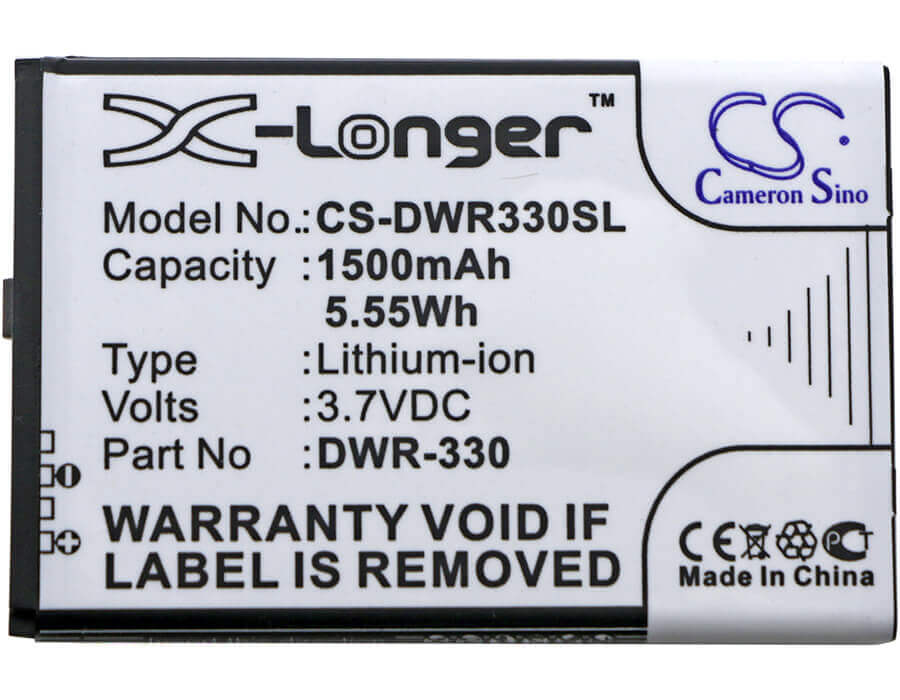 3.7V, Li-ion, 1500mAh, Hotspot battery fits D-link, Dwr-330, Dwr-330, 5.55Wh Hotspot Cameron Sino Technology Limited