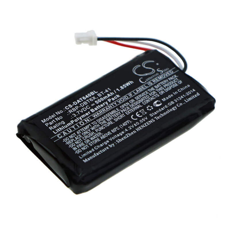 Batterie de scanner de code-barres pour Datalogic, Rbp-6400, Rida Dbt6400 3.7v, 500mah - 1.85wh Scanner de code-barres Cameron Sino Technology Limited