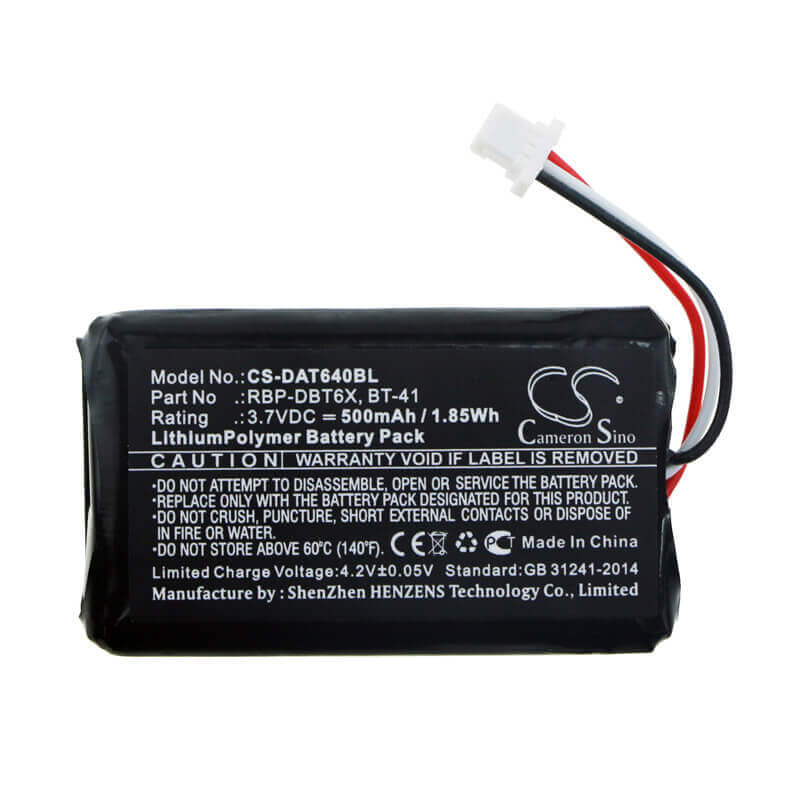 Batterie de scanner de code-barres pour Datalogic, Rbp-6400, Rida Dbt6400 3.7v, 500mah - 1.85wh Scanner de code-barres Cameron Sino Technology Limited