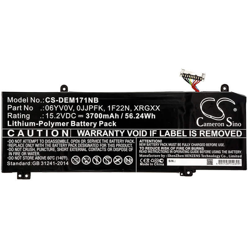 Battery For Dell, Alienware 2018 Orion M15, Alienware Alw15m-d1735r, Alienware Alw15m-r1725s 15.2v, 3700mah - 56.24wh Notebook, Laptop Cameron Sino Technology Limited