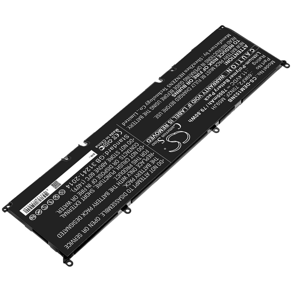 Notebook battery For Dell, Alienware M15 2020 Alw15m-5758w, Alienware M15 R3 11.4v, 7000mah - 79.80wh Notebook, Laptop Cameron Sino Technology Limited