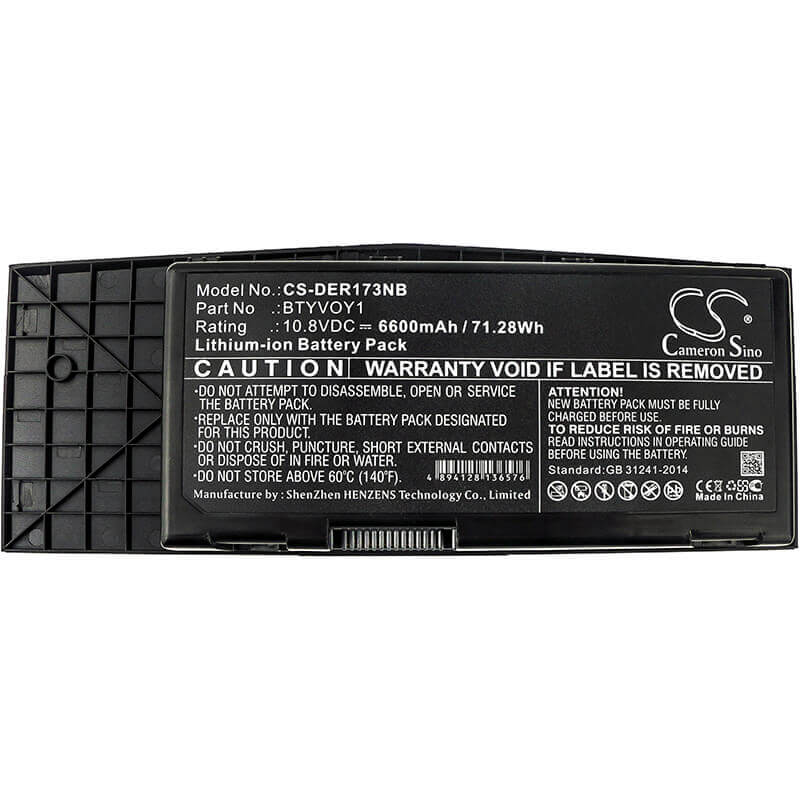 Battery For Dell, Alienware M17x R3, Alienware M17x R3-3d, Alienware M17x R4 10.8v, 6600mah - 71.28wh Notebook, Laptop Cameron Sino Technology Limited