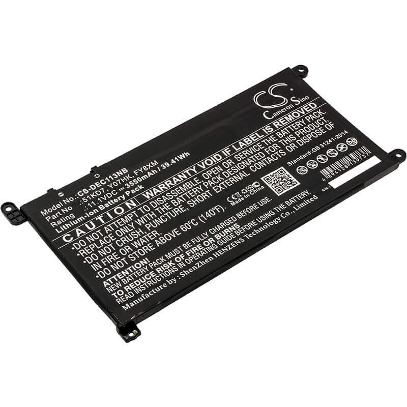 Battery For Dell, Chromebook 11 3180, Chromebook 11 3189, 11.1v, 3550mah - 39.41wh Notebook, Laptop Cameron Sino Technology Limited