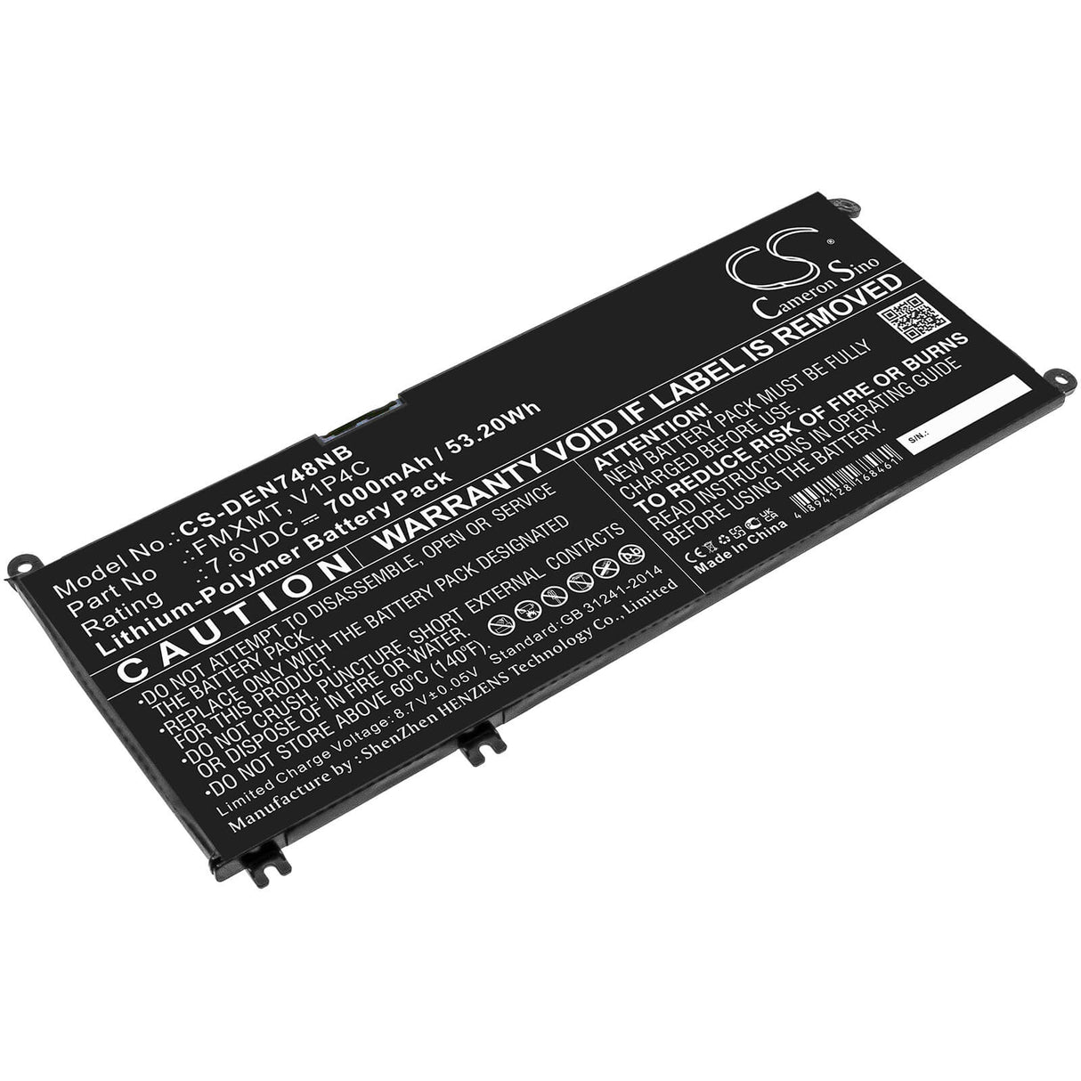 Battery For Dell, Chromebook 13 3380, Chromebook 13 3380-6txj4, Chromebook 13 3380-7tfg4h 7.6v, 7200mah - 54.72wh Notebook, Laptop Cameron Sino Technology Limited