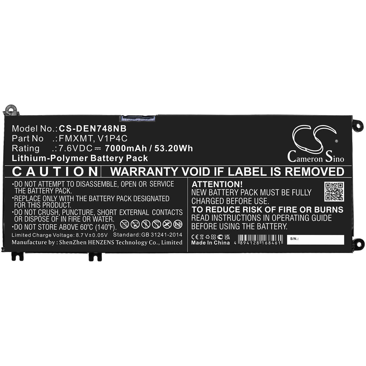 Battery For Dell, Chromebook 13 3380, Chromebook 13 3380-6txj4, Chromebook 13 3380-7tfg4h 7.6v, 7200mah - 54.72wh Notebook, Laptop Cameron Sino Technology Limited