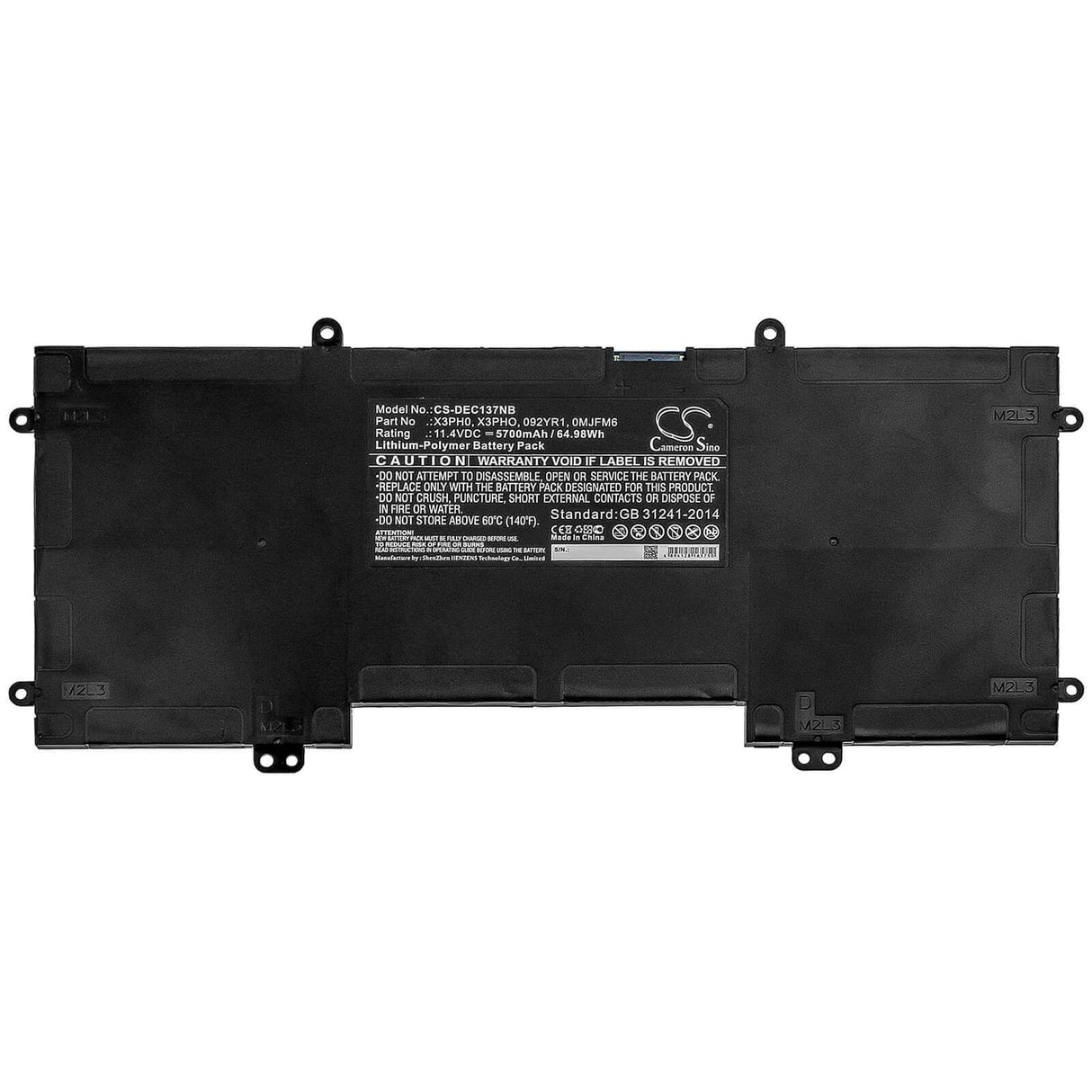 Battery For Dell, Chromebook 13 7310 11.4v, 5700mah - 64.98wh Notebook, Laptop Cameron Sino Technology Limited