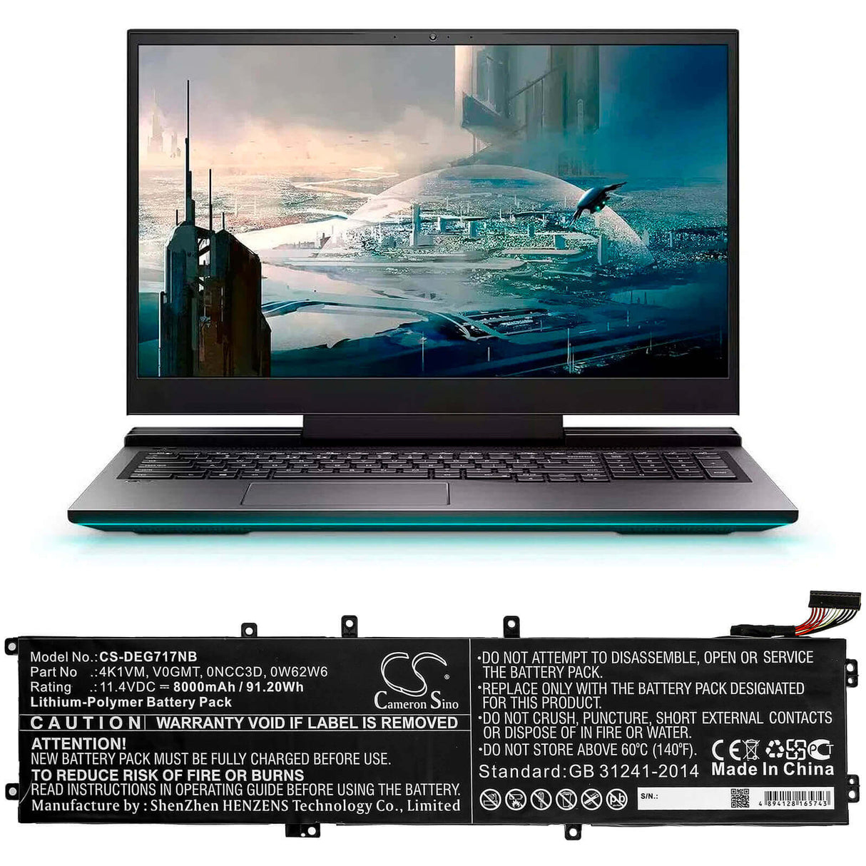 Battery For Dell, G7 17 7700 11.4v, 8000mah - 91.20wh Notebook, Laptop Cameron Sino Technology Limited
